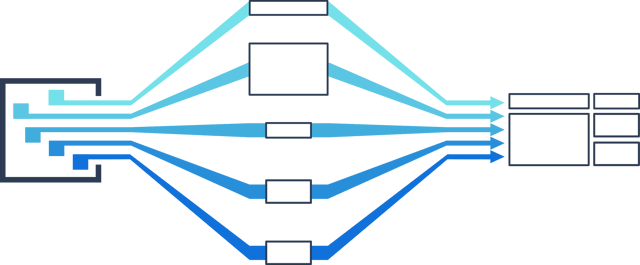 A blue and white diagram is displayed, featuring a series of interconnected arrows. The arrows are arranged in a circular pattern, with some arrows extending further than others. The overall design of the diagram is visually appealing and informative.
